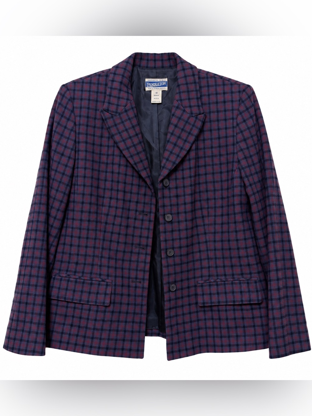 Vintage Pendleton Wool Blazer Womens 10 Plaid Made USA 100% Virgin Wool